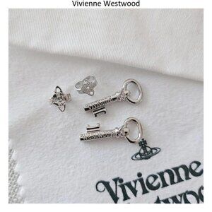 Vivienne Westwood Octavie gunmetal black rhinestone heart dangle drop brooch pin